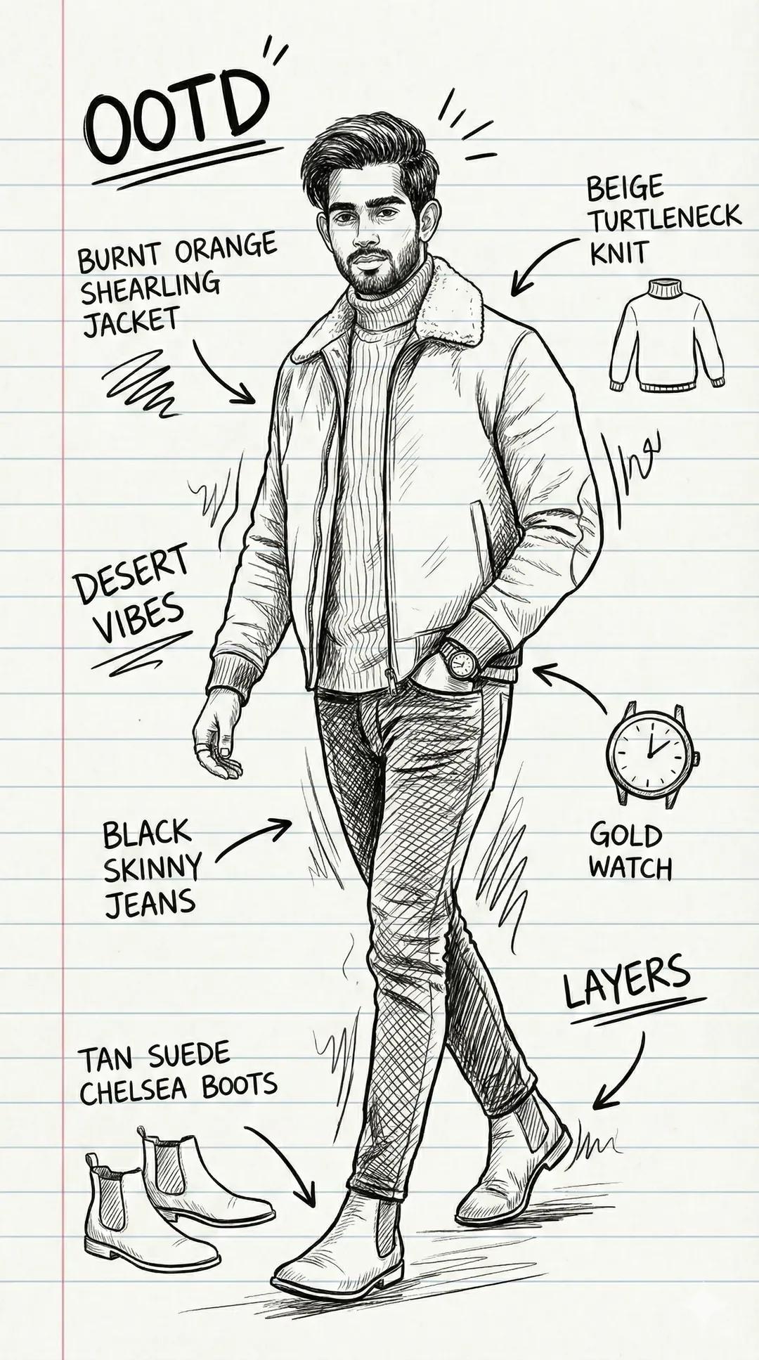 OOTD Hand-drawn Doodle Breakdown